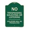 Signmission Designer Series-No Trespassing Soliciting Or Loitering Violators Will Be Prose, 24" H, G-1824-9812 A-DES-G-1824-9812 - alternate 1
